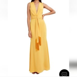 BCBG MAXAZRIA Belted V-Neck Trumpet Gown Size M